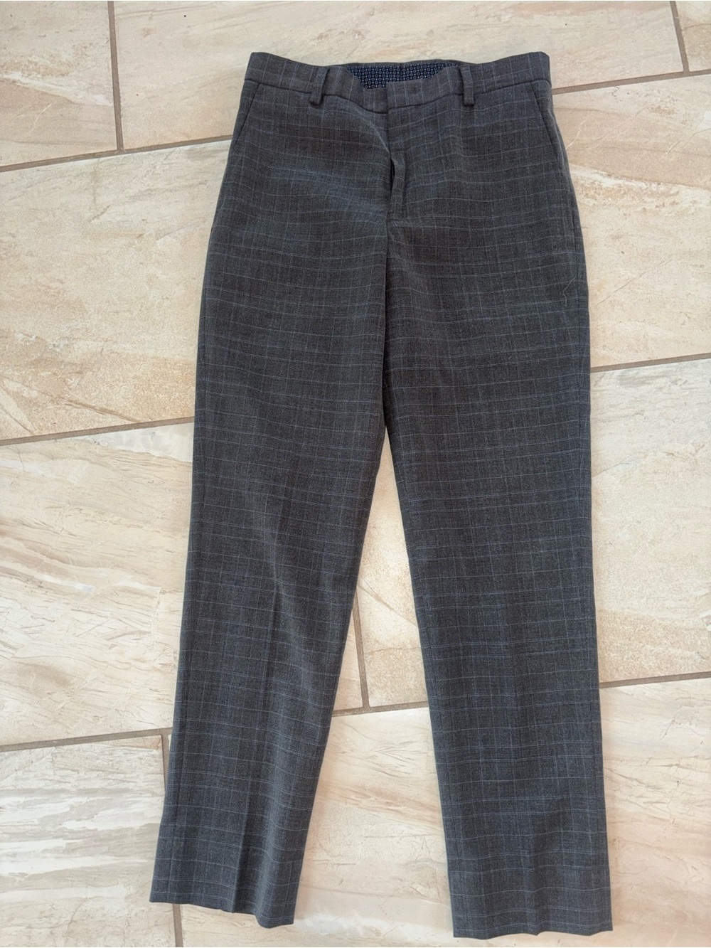 Lauren Ralph Lauren Grey Windowpane Boys Dress Pants 10R